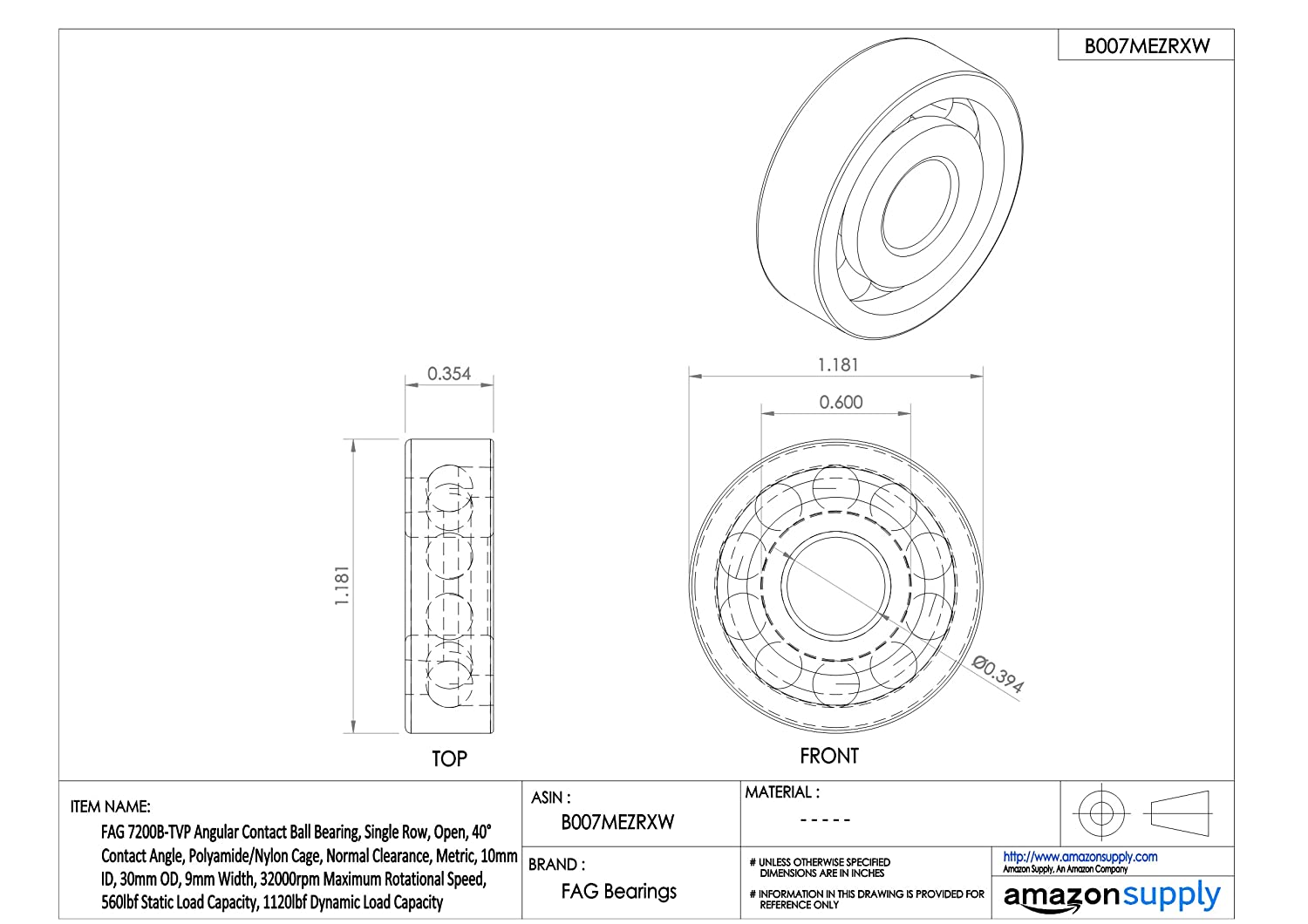 FAG 7200B-TVP Angular Contact Ball Bearing